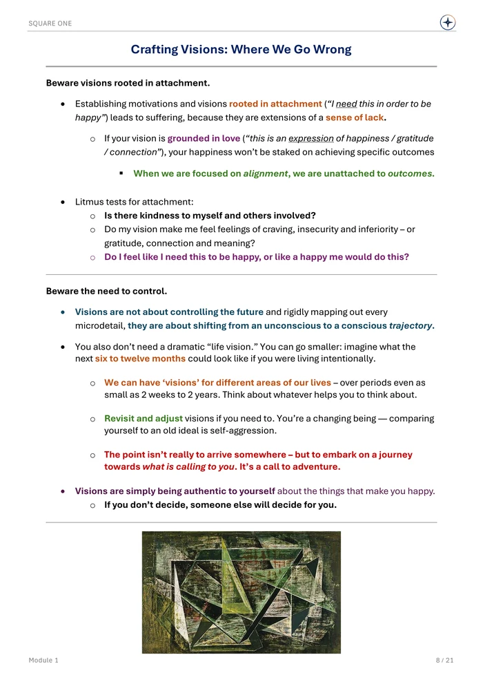 Crafting Visions: Where We Go Wrong, original Module 1 course notes page 8