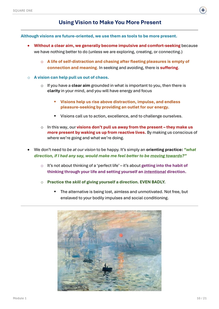 Using Vision to Make You More Present, original Module 1 course notes page 10