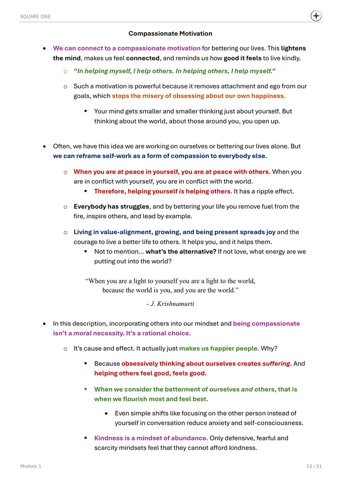Compassionate Motivation, original Module 1 course notes page 13