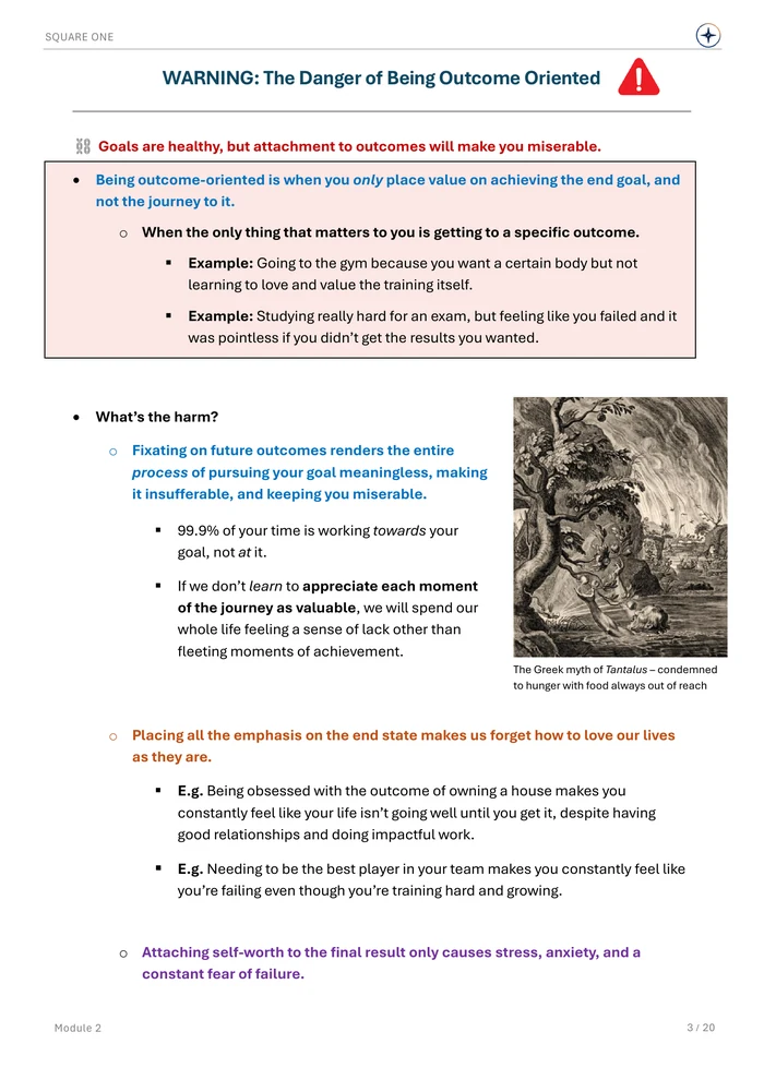 WARNING: The Danger of Being Outcome Oriented, original Module 2 course notes page 3