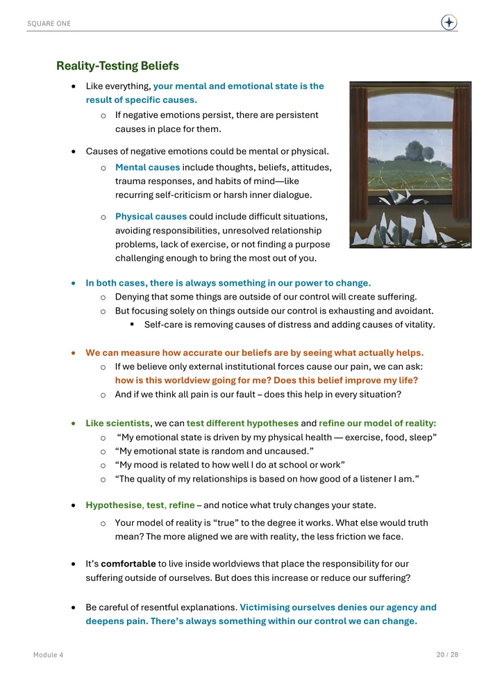 Reality-Testing Beliefs, original Module 4 course notes page 20