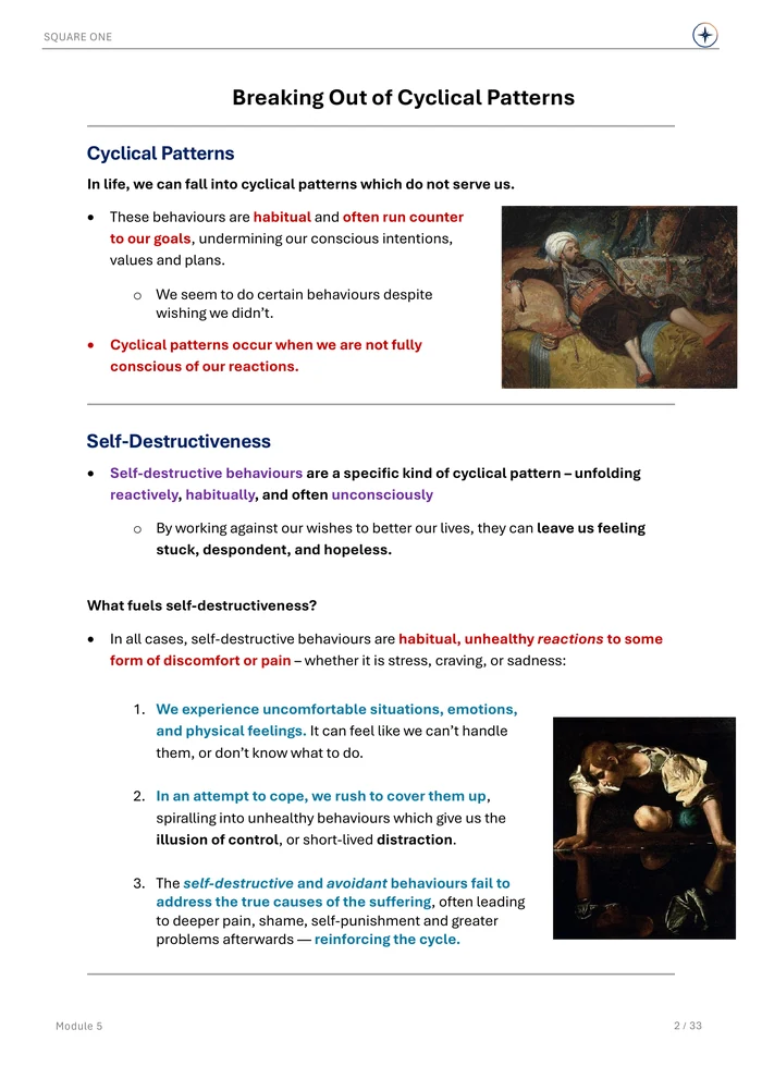 Breaking Out of Cyclical Patterns, original Module 5 course notes page 2