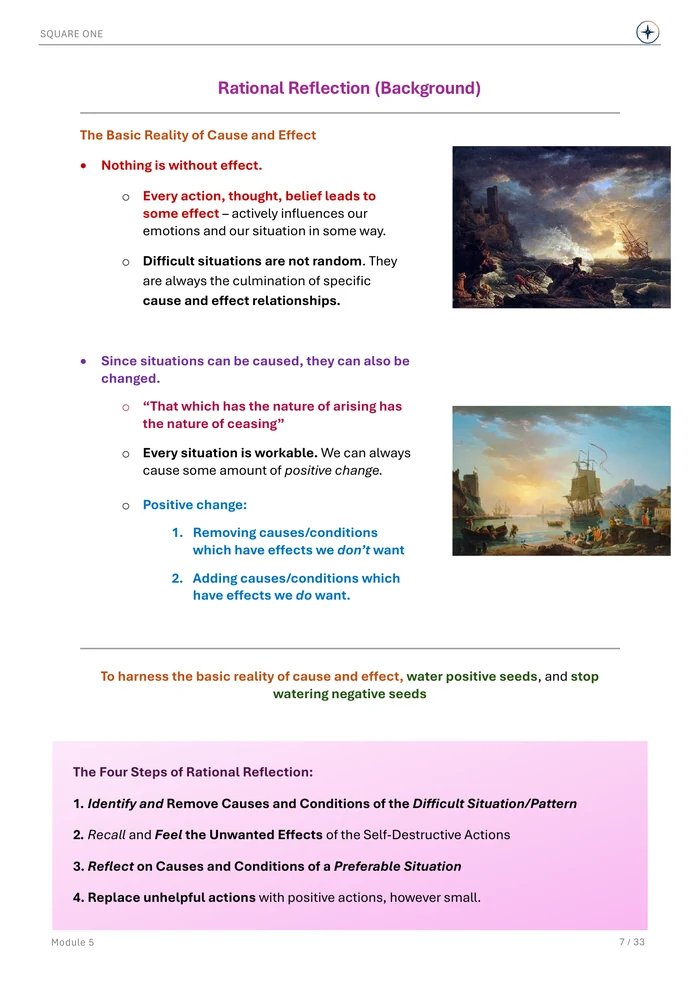 Rational Reflection (Background): The Basic Reality of Cause and Effect, original Module 5 course notes page 7