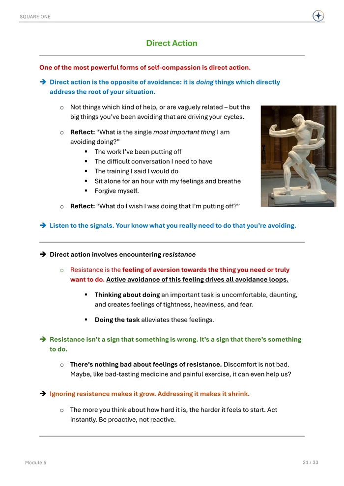 Direct Action, original Module 5 course notes page 21